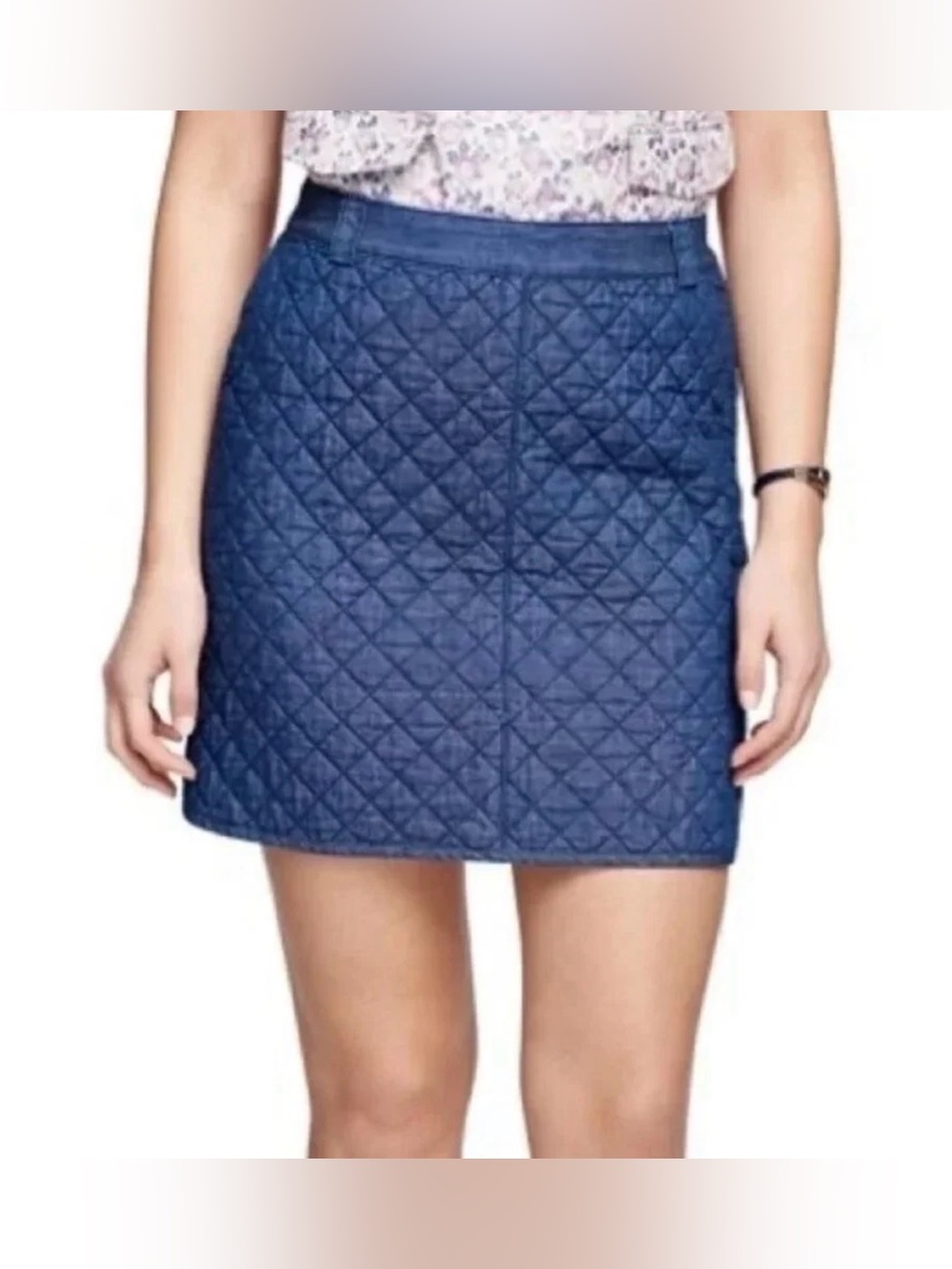 Brooks Brothers Red Fleece Women’s Fall Quilted Denim Mini Skirt